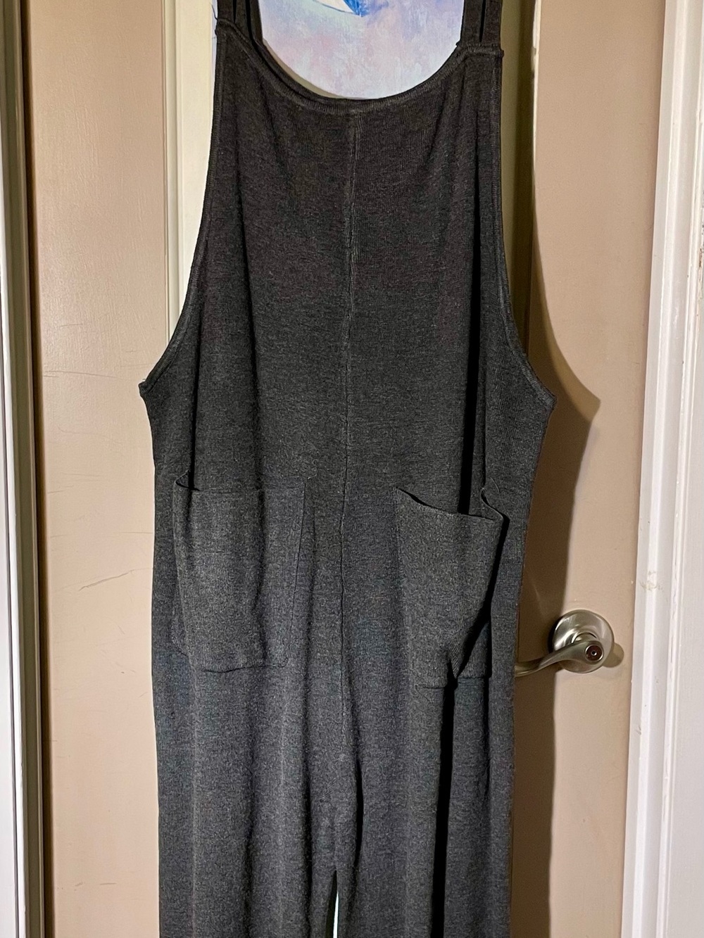 Dark Gray Sleeveless Sweater Jumpsuit with Front Pockets